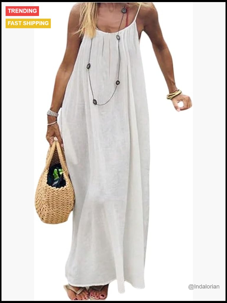 Summer Flowy Maxi Dress Spaghetti Strap Sleeveless Backless